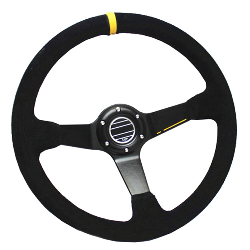 Cuque Universal Aluminum Frame Car Racing Steering Wheel 350mm 14 inch 6-Bolt Leather Auto Car Steering Wheel Orange