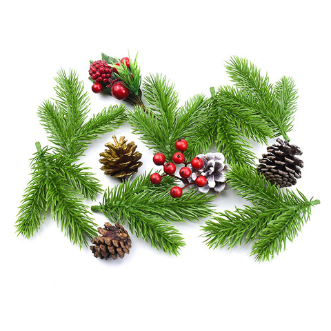 5/10 pcs Artificial plants scrapbooking christmas decorations for home decorative flowers wreaths plastic Pine needle diy gifts ► Photo 1/6