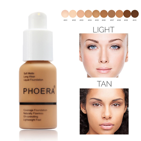 PHOERA Foundation Makeup Full Coverage Liquid Base Matte Face Concealer Foundation Cream Brighten Moisturizer Oil Control TSLM1 ► Photo 1/6