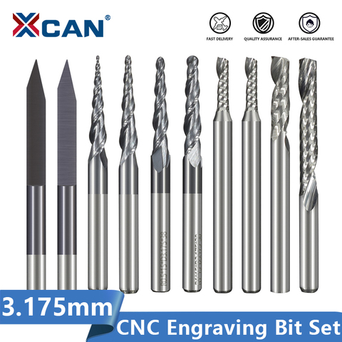 XCAN CNC Solid Carbide Engraving Bits Milling Cutter Woodwork set 3.175mm Shank Router Bits for Carving Wood Tools ► Photo 1/5