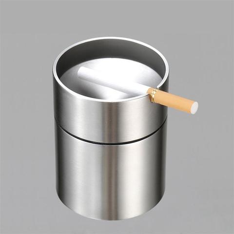 Stainless Steel Car Ashtray Smokeless Auto Cigarette Ashtray Ash Holder Creative Windproof Business Gift Car Car With Lid Ashtra ► Photo 1/6