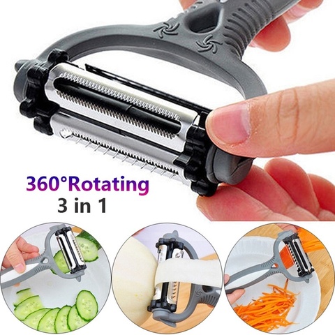3 in 1 Kitchen Gadget Accessories Potato Peeler Multifunctional 360 Degree Rotary Vegetable Peeler Cutter Melon Planer Grater ► Photo 1/6
