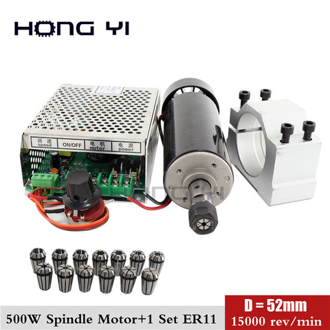 Free Shipping  0.5kw clamps Air cooled Air cooled spindle+ ER11 chuck CNC 500W Spindle Motor + Power Supply speed governor ► Photo 1/6