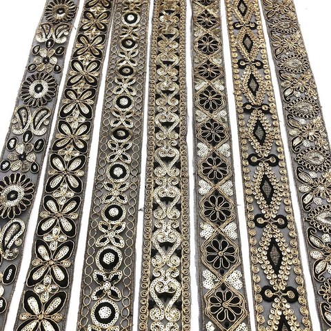 1 Yards Sequined Ribbon Ethnic Embroidered Lace Sew Accessories Embroidery Lace Trim Crocheted Lace Ribbon ► Photo 1/6