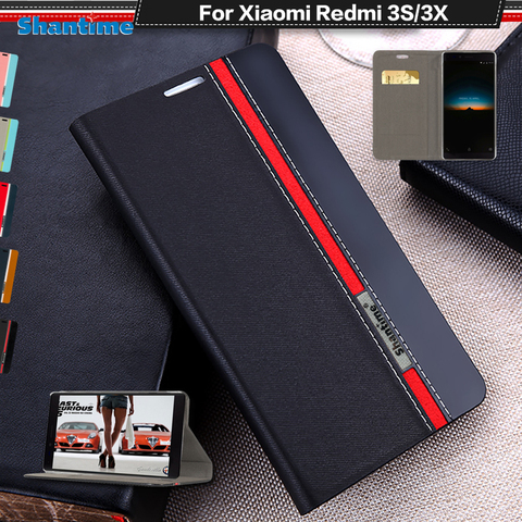 Book Case For Xiaomi Redmi 3S 3X Luxury PU Leather Wallet Flip Cover For Xiaomi Redmi 3 Pro Prime Silicon Soft Back Cover ► Photo 1/6