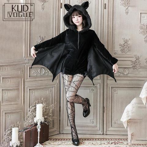 Black Vampire Bat Cosplay Costume Masquerade Woman Black Evil Horror Hooded Vampire Bat Sleeve Cosplay Halloween Costumes Cos ► Photo 1/6