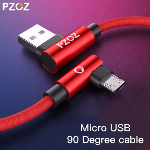 PZOZ Fast Charging Micro usb cable 90 Degree Micro usb charger Microusb cord data For xiaomi redmi huawei Tablet cable micro usb ► Photo 1/6