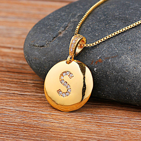 Fashion Initial 26 Letter Necklace Gold Chain Charm Name Necklaces Pendants Copper CZ Jewelry Statement Necklace For Women Girls ► Photo 1/6