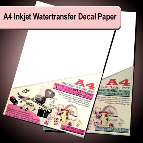 A4 Inkjet Water Slide Decal Paper WaterSlide Waterbased Transfer Paper Transparent or White 5 /10/20 sheets pack ► Photo 1/3