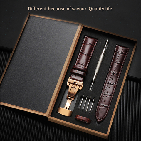 BJS Watchband 18mm 19mm 20mm 21mm 22mm 24mm Calf Genuine Leather Watch Band Alligator Grain Watch Strap for Tisssot Seiiko ► Photo 1/6