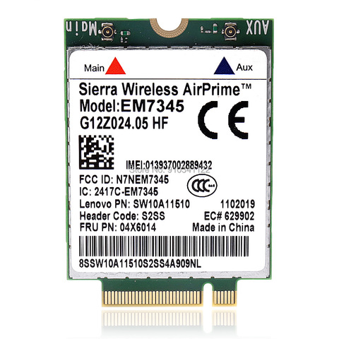 EM7345 GOBI5000 FRU: 04X6014 4G LTE/HSPA+ 42M NGFF Wireless WWAN WIFI Card For Thinkpad X250 X1C W550 T450 X240 T440 L440 T440p ► Photo 1/6