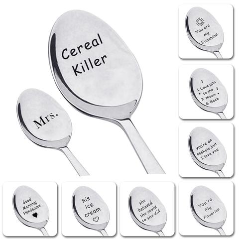1pc Household Portable Stainless Steel Peanut Butter Rice Soap Spoon Lightweight Tableware Gift 14 types of copywriting ► Photo 1/6