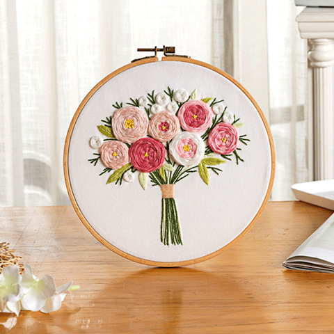 Floral Bouquet Patterns Embroidery Kit DIY Handcraft Cross Stitch Set Materials Package Embroidery Hoop Sewing Supplies Decor ► Photo 1/6