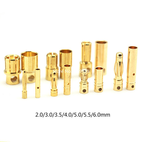 10sets Model Airplane Banana Plug Connector 2.0mm 3.0mm 3.5mm 4.0mm 5.5mm 6.0mm for ESC Lipo RC Battery Plugs Gold Plated Copper ► Photo 1/5