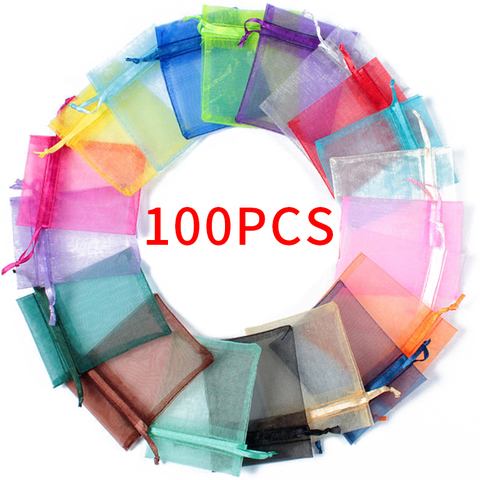 100pcs Drawstring  Jewelry Bag Pouch Organza Jewelry Packaging Bags Wedding Party Decoration Drawable Storage Bags Gift Pouches ► Photo 1/6