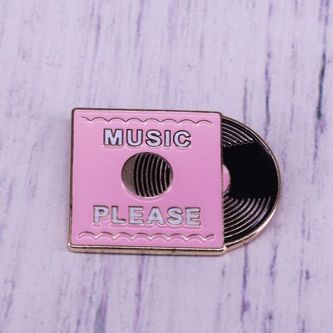 Pink Music Please enamel Pin gift for the music lover or vinyl record collector in your life ► Photo 1/2