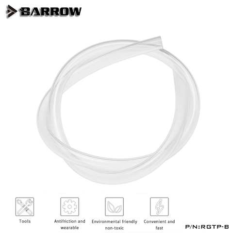 BARROW Soft Tube PU Hose Transparent 1 Meter/pcs ID 9.5mm+ OD 12.7mm (3/8'-1/2') Flessibile Tube DIY split water cooling RGTP-B ► Photo 1/5