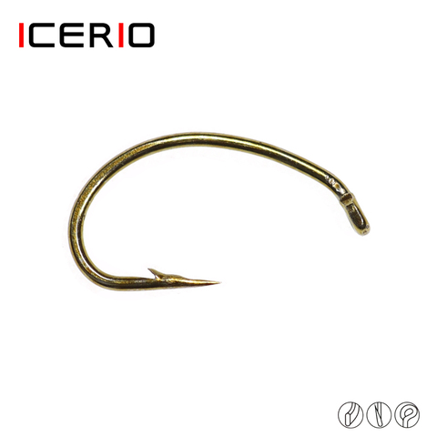 ICERIO 100PCS Fly Tying Hook Continous Bend Down-eye Forged Reversed Scud Shrimp Worms Caddis Nymph Fishing Material ► Photo 1/6