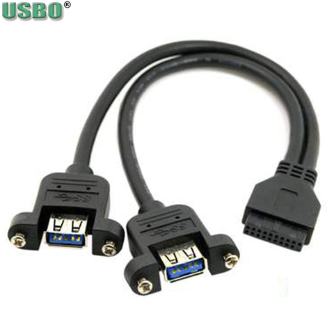 New 25CM Female 20pins Connector to 2 USB3.0 Extension Power cable Motherboard External conversion USB3 adapter Line For P7P55 ► Photo 1/6