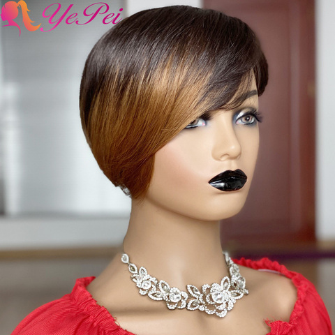 Short Pixie Cut Wig Omber Human Hair Wigs Brazilian Remy Hair P2/30 Color Full Mahine Made Human Hair Wig For Women Yepei Hair ► Photo 1/6