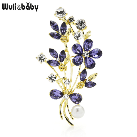 Wuli&baby Purple Rinestone Flower Brooches For Women Party Office Casual Brooch Pins Gifts ► Photo 1/1