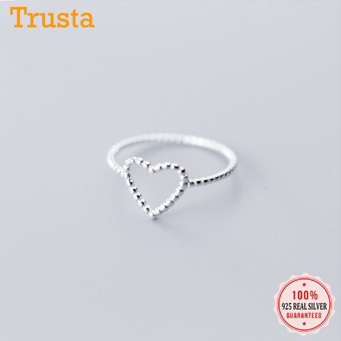 Trustdavis Genuine 925 Sterling Silver Simple Cute Hollow Heart Finger Ring Size 6 7 8 For Women Gilr Silver 925 Jewelry DA659 ► Photo 1/6