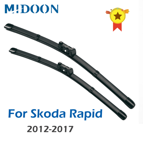 MIDOON Wiper Blades for Skoda Rapid Fit Push Button Arms 2012 2013 2014 2015 2016 2017 ► Photo 1/6