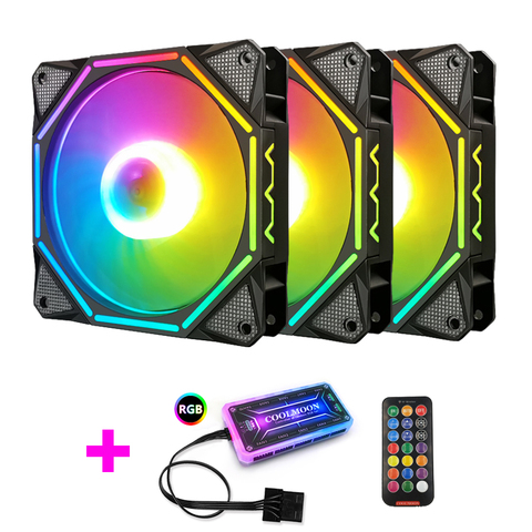 Coolmoon LN2 RGB Fan AURA SYNC with IR Remote Quiet 120mm Computer Case CPU Cooler and Radiator RGB Case Fans ► Photo 1/6