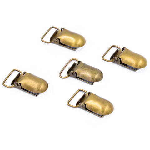 5pcs/lot Bronze Metal Pacifier Brace Clip diy Accessories 15 20 25mm Suspender Clips Bib Holder Antique Brass ► Photo 1/6