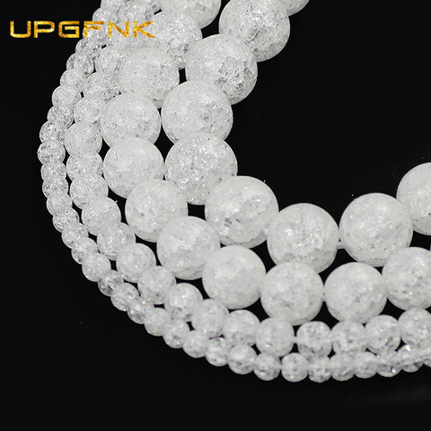 White Rock Popcorn Quartz Crystal Beads Natural Stone Round Crack Loose Beads For Jewelry Making DIY Bracelets 4/6/8/10/12MM ► Photo 1/6