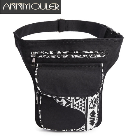 Annmouler Vintage Women Waist Bag Pack Large Capacity Fanny Pack Fabric Patchwork Phone Pouch Pocket Girls Adjustable Belt Bag ► Photo 1/6