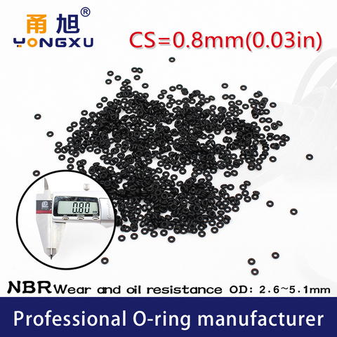 Nitrile Rubber 10PCS/lot Black NBR CS 0.8mm thickness OD2.6/3/3.6/4.1/4.3/4.5/4.9/5.1mm O Ring Gasket waterproof watch oring ► Photo 1/6