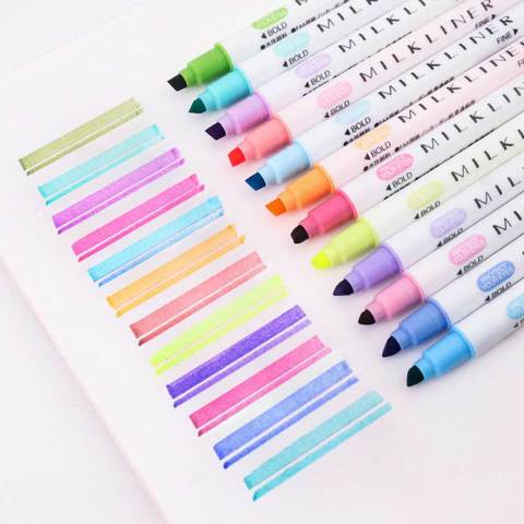 5 Colors/box Double Headed Highlighter Pen Set Fluorescent Markers  Highlighters Pens Art Marker Japanese Cute Kawaii Stationery,For School  students