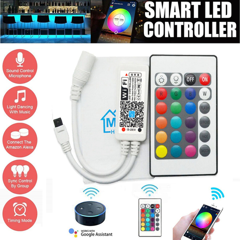 WIFI RGB RGBW LED Controller Music With IR Remote Control With Battery For DC12V RGB 2835 5050 LED Strip Light LED Modules light ► Photo 1/6