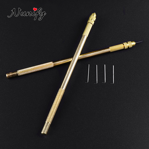 Nunify Aluminium Golden Handle Pulling Lacing Needle Hair Extension Wig Making Kit Ventilating Needles For Wig Making Hair ► Photo 1/6
