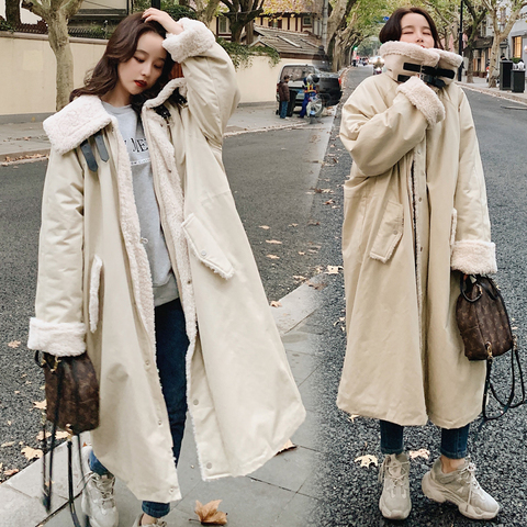 Women's Lamb Wool Coat 2022 Winter Pie Overcoming Long Large Lapel Locomotive Loose Long-sleeved Thick Warm Fashion Jacket 98M ► Photo 1/6