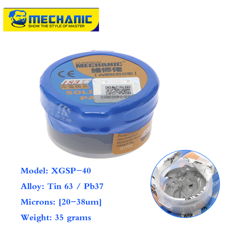 New 1pcs 100% Hong Kong MECHANIC XG-40 BGA Solder Paste Solder Paste Sn63 / Pb37 20-38um XG-40 35g ► Photo 1/2