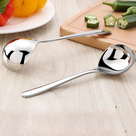 Korean Stainless Steel Thickening Spoon Creative Long Handle Hotel Hot Pot Spoon  Soup Ladle Home Kitchen Essential Tools h2 ► Photo 1/6