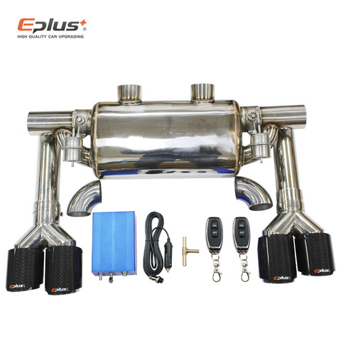 EPLUS Car Exhaust Pipe Vacuum Pump Variable Valve Mufflers Remote Control Stainless Steel Universal T Shape Two in Two out 63MM ► Photo 1/6