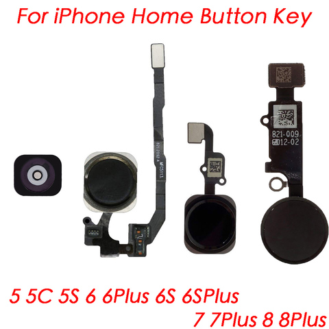 replacement Home Button for iPhone 5 5c 5s 6 6plus 6s 6splus 7 7plus 8 8 Plus with Flex Cable Touch ID Sensor Home Key Assembly ► Photo 1/5