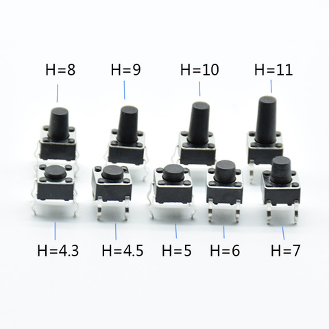 20pcs 6x6mm Panel PCB Momentary Tactile Tact Mini Push Button Switch DIP 4pin 6*6*4.5mm/5/6/7/8/9/10/11/12/13/14/15/16/17/18/19 ► Photo 1/3