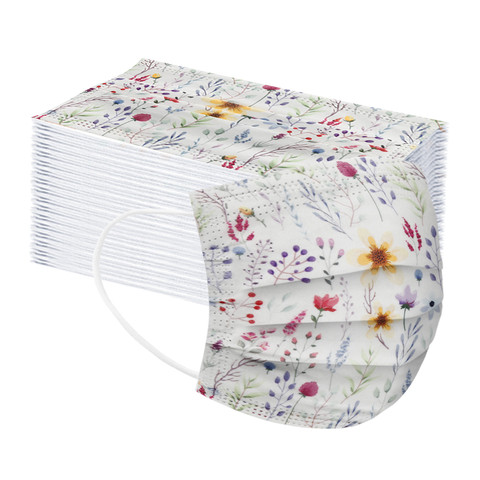 10/20/30/40/50/100PCS Adult Mask Disposable Face Mask Flower Print Women Breathable Mouth Masks Industrial 3Ply Ear Loop ► Photo 1/6