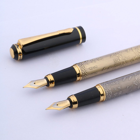 luxury BAOER 507 relief Traditional Chinese painting eight jun figure golden Trim Fountain pen Stationery Office Supplies ► Photo 1/6