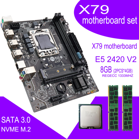 qiyida X9A motherboard set with Xeon LGA 1356 E5 2420 V2 cpu 2pcs x 4GB = 8GB 1333MHz pc3 10600R DDR3 ECC REG memory ram ► Photo 1/5