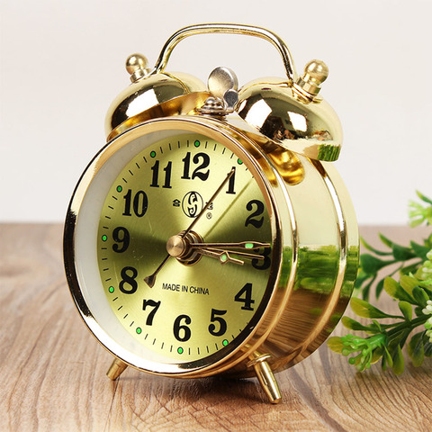 Retro Gold Mechanical Alarm Clock Vintage Manual Wind Up Clock Metal Snooze Table Clock Home Decoration ► Photo 1/6