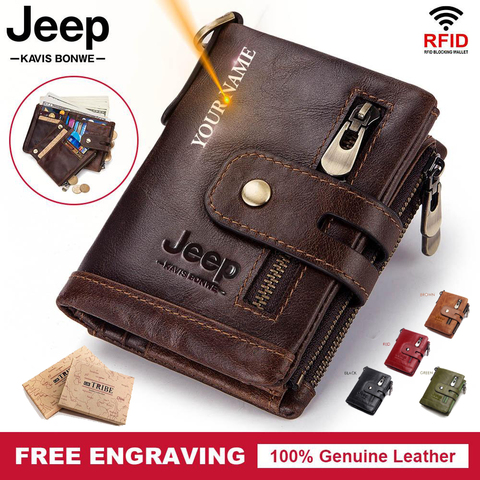 Free Engraving Leather Men Wallet Coin Pocket Purse Small Card Holder Chain PORTFOLIO Portomonee gift walet for women dropship ► Photo 1/6