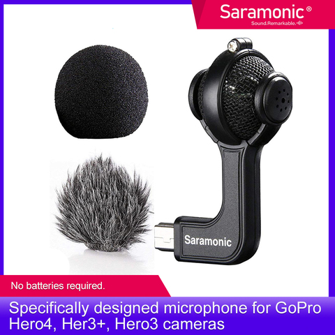 Saramonic G-Mic Stereo Ball Gopro Microphone with Foam & Furry Windscreens for GoPro HERO3, HERO3+ and HERO4 ► Photo 1/5