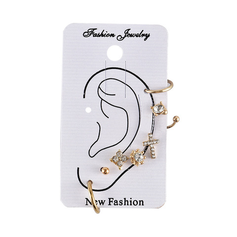 New Earrings For Women Punk Cross Combination Earnail Earclip Combination Suit Personality Trend Ear Cuff Clip On Earrings ► Photo 1/4