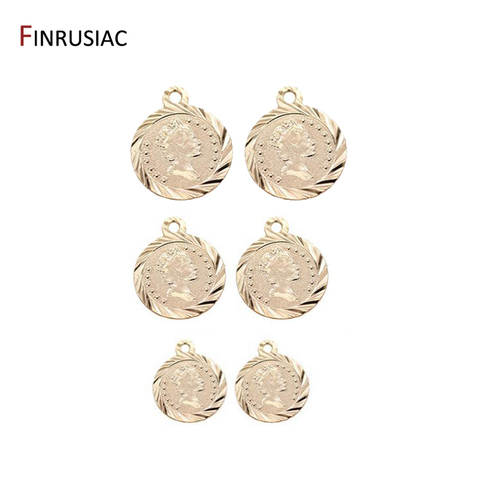 10PCS Wholesale Coin Pendant for Necklace Making DIY Earring Charms Human Face Pattern Round Pendants Accessories ► Photo 1/5