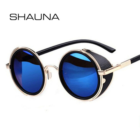SHAUNA Vintage Women Steampunk Retro Coating Men Round Sunglasses Brand Designer Punk Sun Glasses UV400 ► Photo 1/6